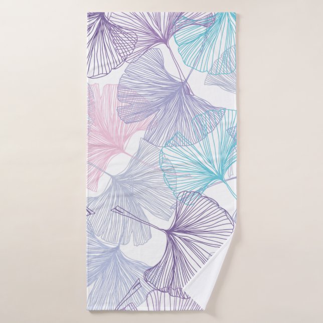 Gingko biloba seamless background pattern. Purple, Bath Towel (Bath Towel)