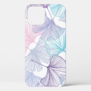 Gingko biloba seamless background pattern. Purple, iPhone 12 Case