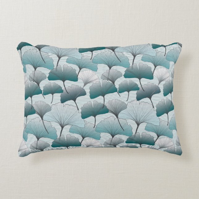 Gingko biloba seamless blue colours pattern.  decorative cushion (Front)