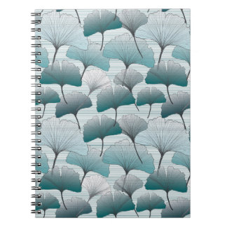 Gingko biloba seamless blue colours pattern.  notebook