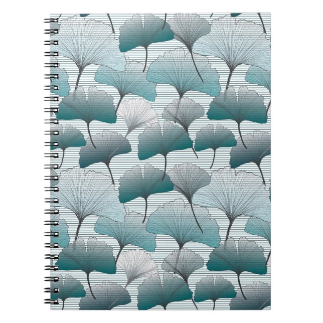Gingko biloba seamless blue colours pattern.  notebook (Front)