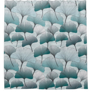 Gingko biloba seamless blue colours pattern. shower curtain