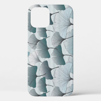 Gingko biloba, seamless blue pattern. iPhone 12 case