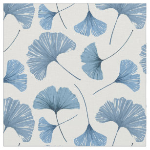 Gingko leaf blue and white pattern fabric
