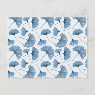 Gingko leaf blue and white pattern journal postcard
