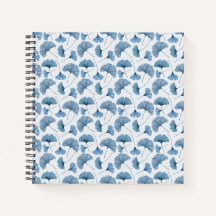 Gingko leaf blue and white pattern sketchbook