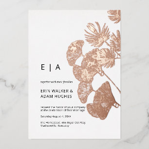 Gingko Leaf Real Rose Gold Wedding