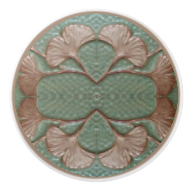  Gingko leaves Drawer Pull Ceramic Knob (Front)