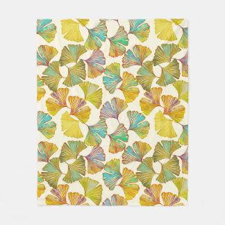 Gingko Leaves: Floral Abstract Art Fleece Blanket