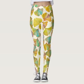 Gingko Leaves: Floral Abstract Art Leggings