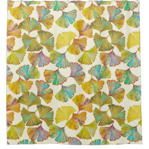 Gingko Leaves: Floral Abstract Art Shower Curtain