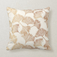 Gingko leaves gold on cream toile ivory wallpaper 