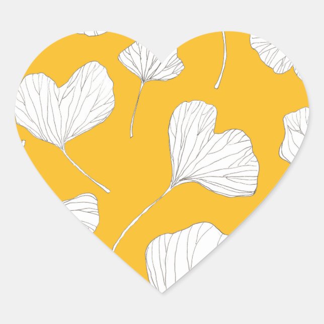 Gingko Leaves Heart Sticker (Front)
