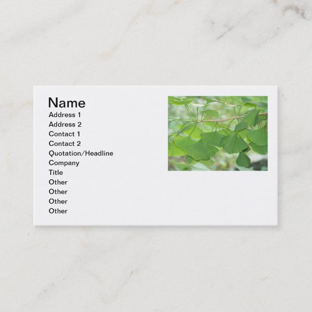 Gingko leaves on business card (Front)