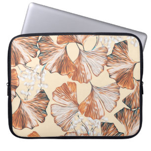 Gingko with fruits seamless pattern. Watercolor fl Laptop Sleeve
