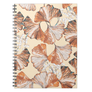 Gingko with fruits seamless pattern. Watercolor fl Notebook