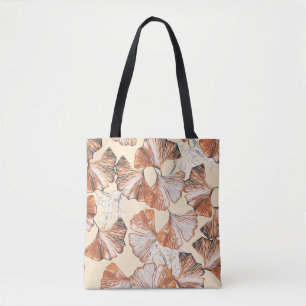 Gingko with fruits seamless pattern. Watercolor fl Tote Bag