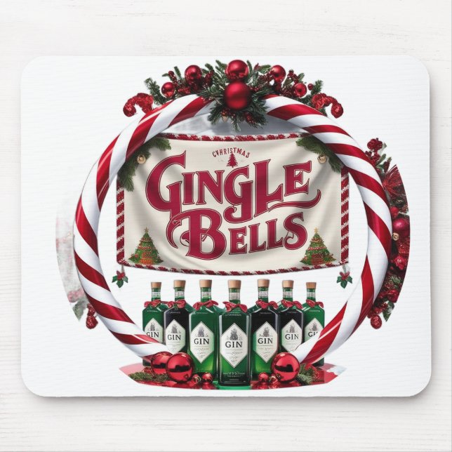 Gingle Bells Christmas Gin Display Mouse Pad (Front)