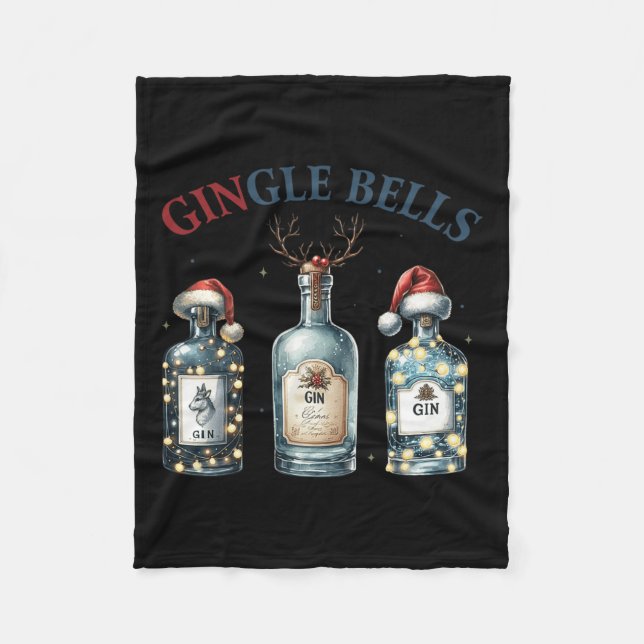 Gingle Bells Funny Gin Gin Bells Christmas Tree Me Fleece Blanket (Front)