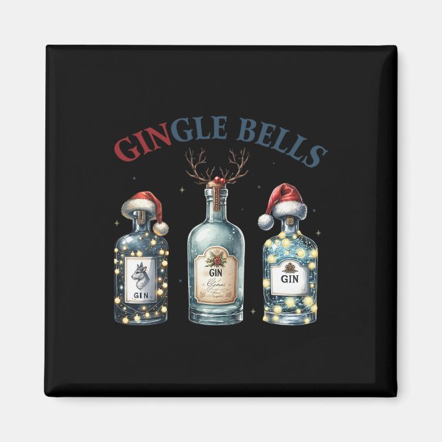Gingle Bells Funny Gin Gin Bells Christmas Tree Me Magnet (Front)
