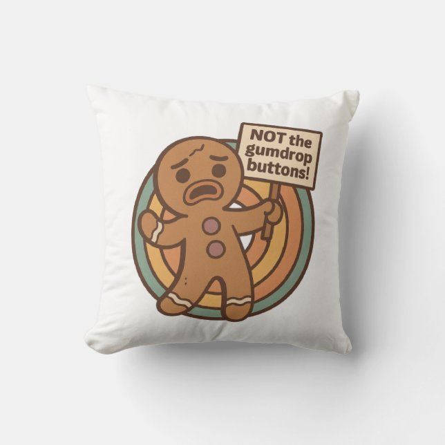 Gingy Gingerbread Christmas Throw Pillow (Front)