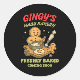 Gingy's Baby Bakery Freshly Baked Coming Soon Chri Classic Round Sticker