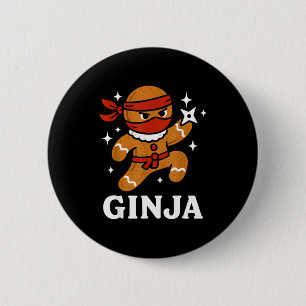 Ginjas Gingerbread Ninja Funny Christmas Cookie Bo 6 Cm Round Badge