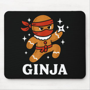 Ginjas Gingerbread Ninja Funny Christmas Cookie Bo Mouse Pad