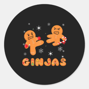 Ginjas Gingerbread Ninjas Funny Ugly Christmas  Classic Round Sticker