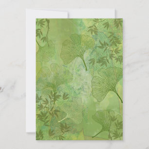 Ginkgo and Bamboo Leaves - Green Colours - Nature Invitation