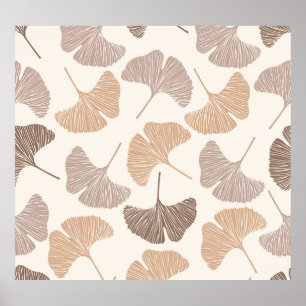 Ginkgo biloba: dry seamless design. poster