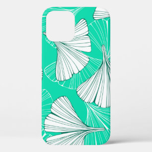 Ginkgo biloba leaves, hand-drawn pattern iPhone 12 case