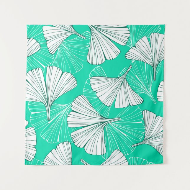 Ginkgo biloba leaves, hand-drawn pattern tapestry (Front)