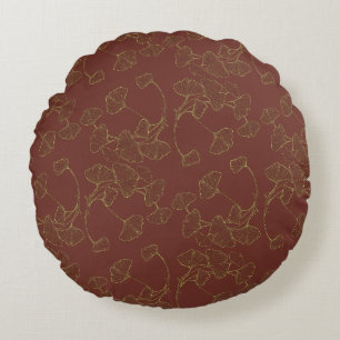 Ginkgo Biloba Leaves Pattern Round Pillow