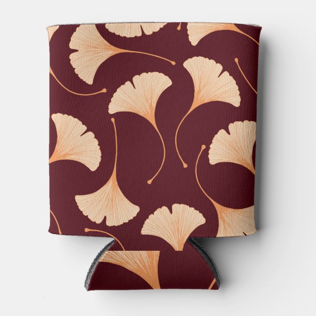 Ginkgo biloba leaves, seamless floral pattern. can cooler (Front)