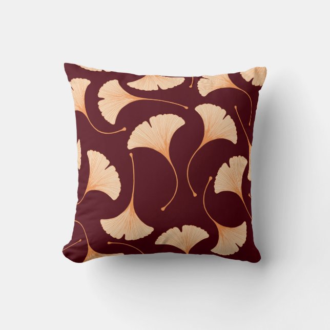 Ginkgo biloba leaves, seamless floral pattern. cushion (Front)