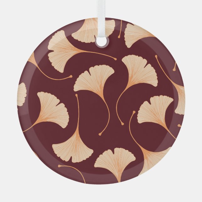Ginkgo biloba leaves, seamless floral pattern. glass tree decoration (Front)