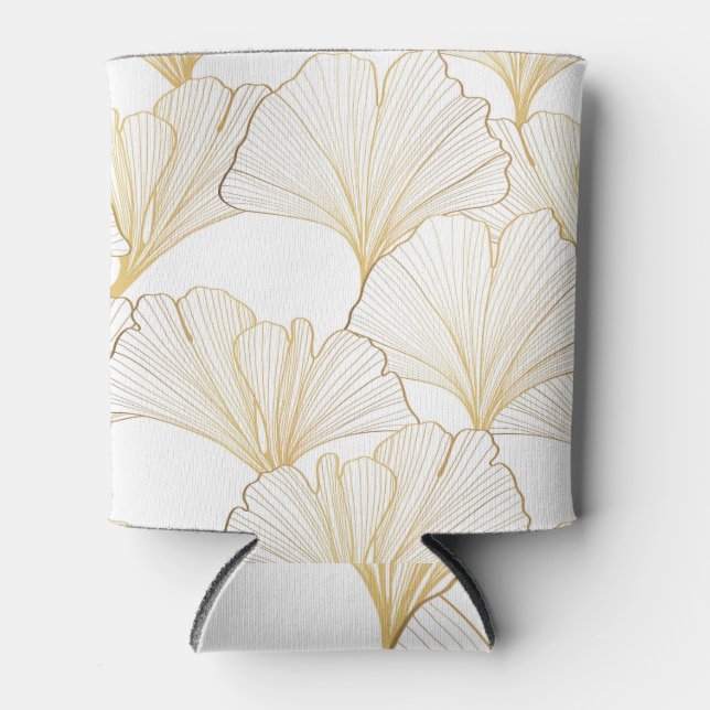 Ginkgo Gold: Luxurious Leaf Arrangement Can Cooler (Front)