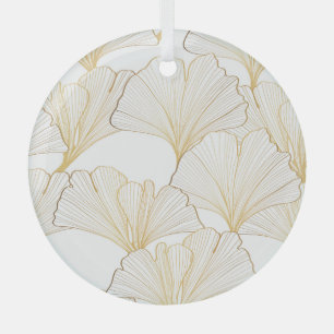 Ginkgo Gold: Luxurious Leaf Arrangement Glass Tree Decoration