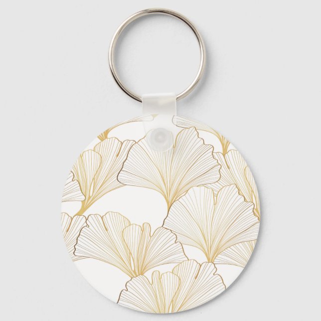 Ginkgo Gold: Luxurious Leaf Arrangement Key Ring (Front)
