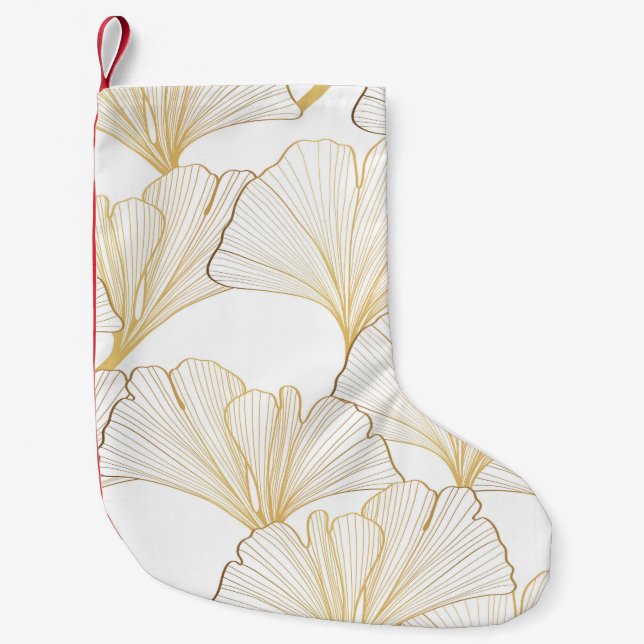 Ginkgo Gold: Luxurious Leaf Arrangement Small Christmas Stocking (Front)