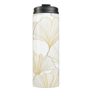 Ginkgo Gold: Luxurious Leaf Arrangement Thermal Tumbler