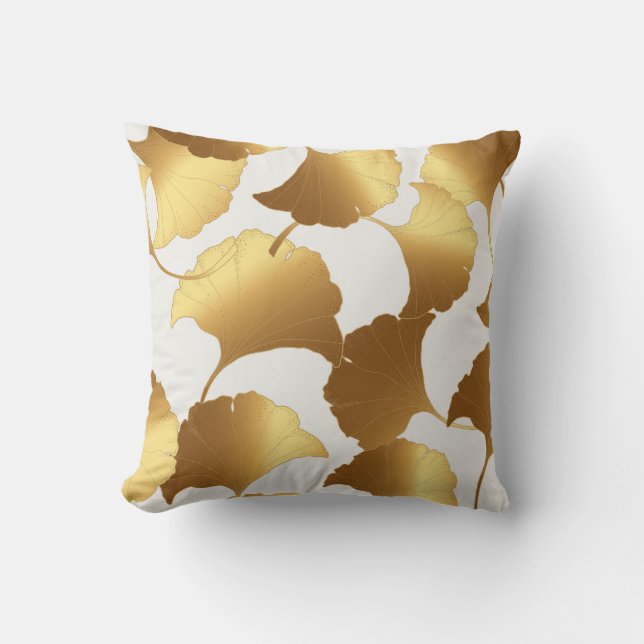 Ginkgo Gold: Luxury Vintage Design. Cushion (Front)