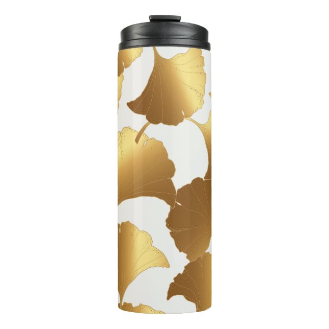 Ginkgo Gold: Luxury Vintage Design. Thermal Tumbler (Front)