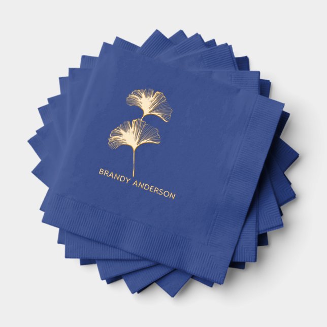 Ginkgo Leaf  Customisable  Foil Napkins (Insitu (Stacked))