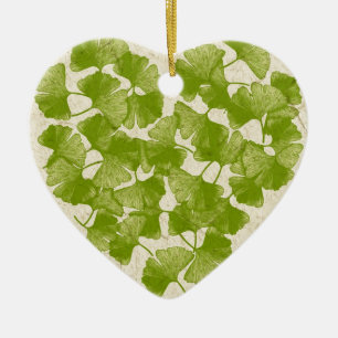Ginkgo Leaf Heart Ceramic Tree Decoration