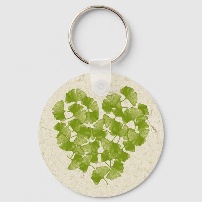 Ginkgo Leaf Heart Key Ring (Front)