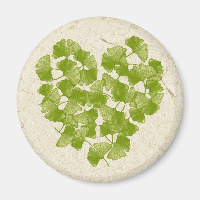 Ginkgo Leaf Heart Magnet (Front)