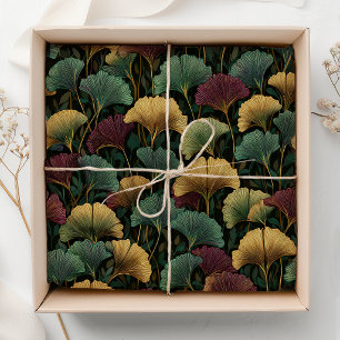 Ginkgo Leaf Pattern Teal Burgundy  Tissue Paper