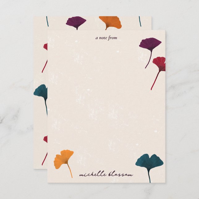 Ginkgo Leaf Pattern Watercolor Fall Autumn Colours Card (Front/Back)